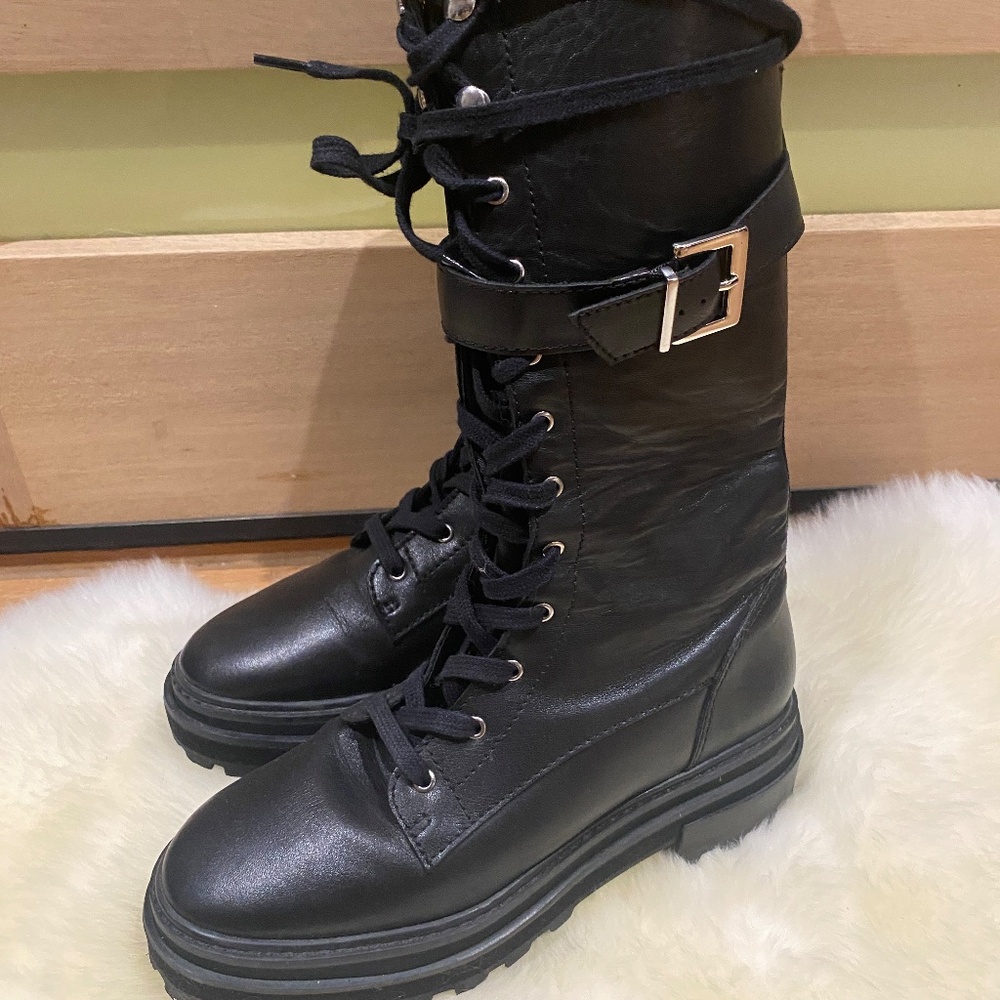 Schutz Leather Combat Boots